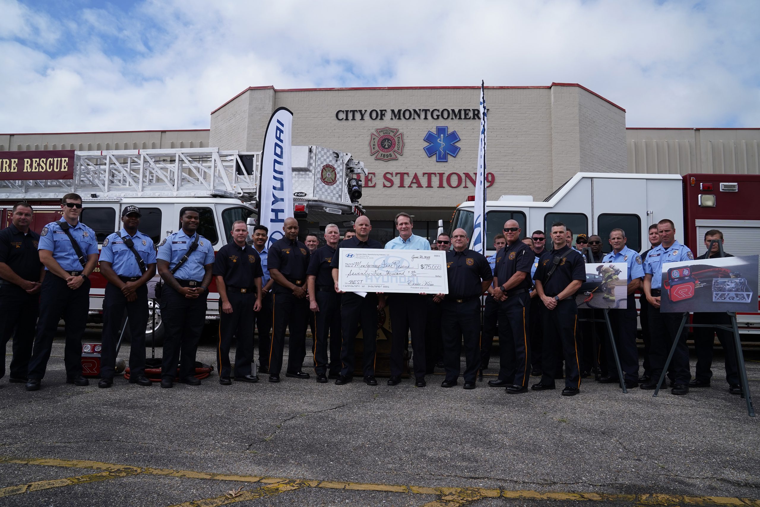 HMMA DONATES $75,000 TO MONTGOMERY FIRE RESCUE FOR ELECTRIC VEHICLE BATTERY FIRE EXTINGUISHING SYSTEMS